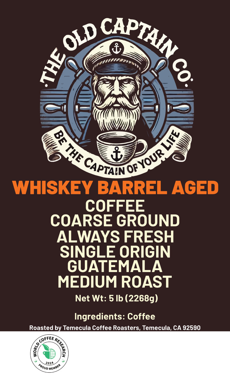 Coffee single origin Guatemala. Aged whiskey barrel.