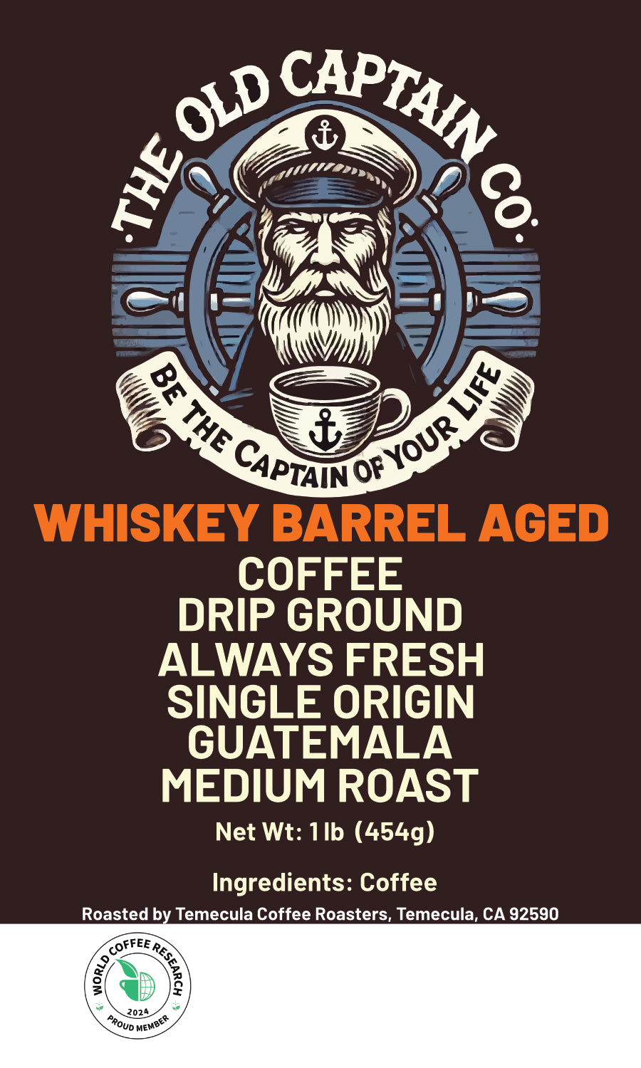 Coffee single origin Guatemala. Aged whiskey barrel.