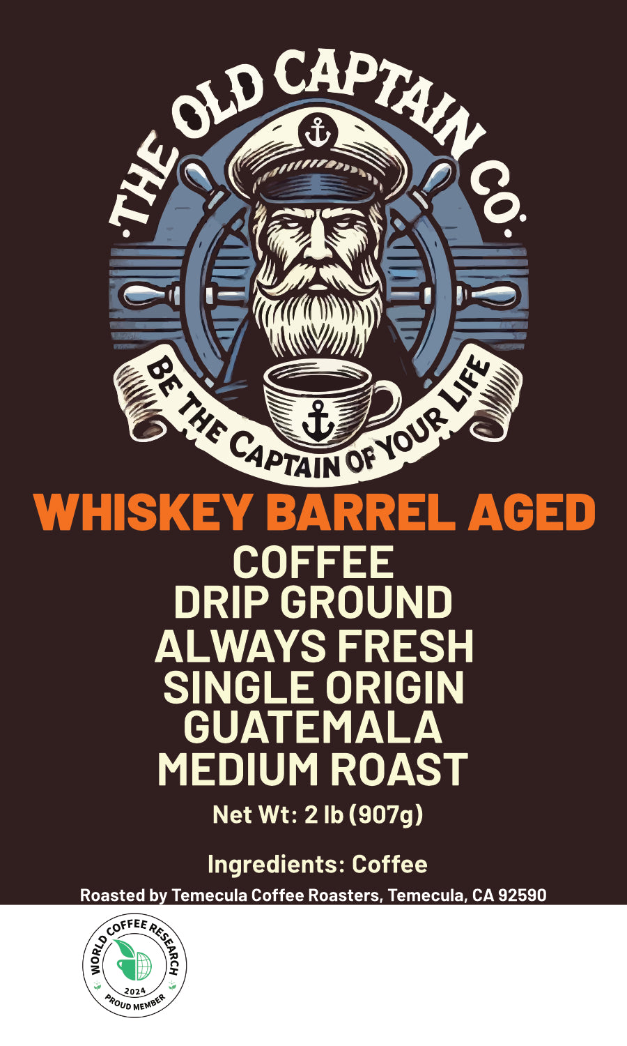 Coffee single origin Guatemala. Aged whiskey barrel.