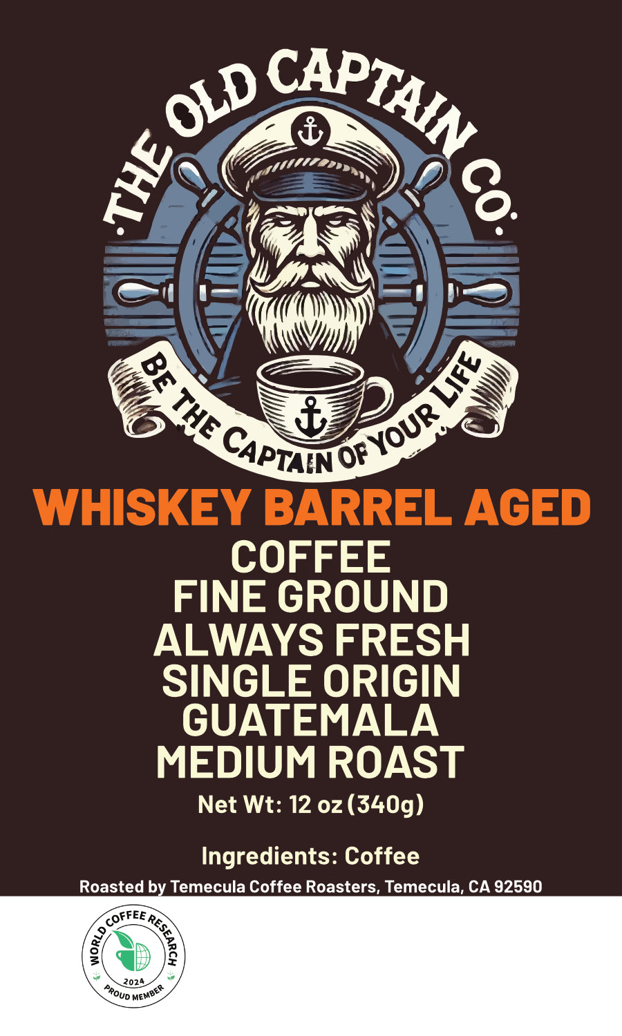 Coffee single origin Guatemala. Aged whiskey barrel.